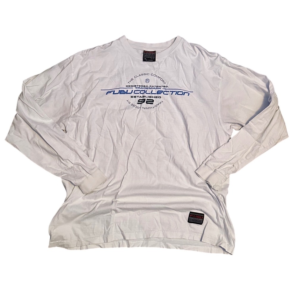 Vintage FUBU‎ Collection Long Sleeve Shirt Mens XL White Graphic Streetwear 92